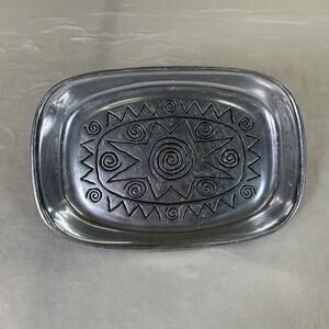 VTG Wilton Armetale USA Pewter Serving Dish Plate Star Swirls 9 3/8" x 6 1/2"
